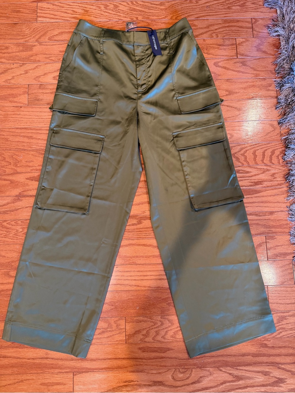 Catherine Gee Women’s Olive Cargo Wide-Leg Pants | Size 8 Tall